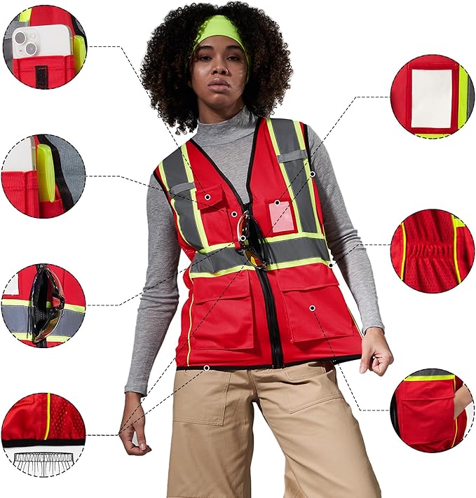 AYKRM 11 color Ladies High Vis Reflective Safety Vest for Women