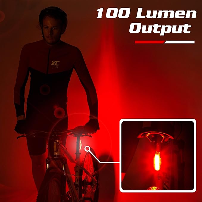 Bike Tail Light USB Rechargeable by Apace - Super Bright 100 Lumens LED Bicycle Rear Light Easily Clips on as a Red Taillight for Optimum Cycling Safety