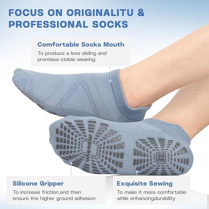 unenow 5 Pairs Pilates Socks for Women Non Slip Socks with Grips for Yoga Hospital Barre Barefoot