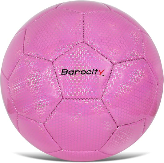 Soccer Ball - Premium Boy and Girl Official Match Ball with Cool Reflective Iridescent Rainbow Hex Pattern, Durable, Indoor, Outdoor, Training, Practice, Playtime and Games