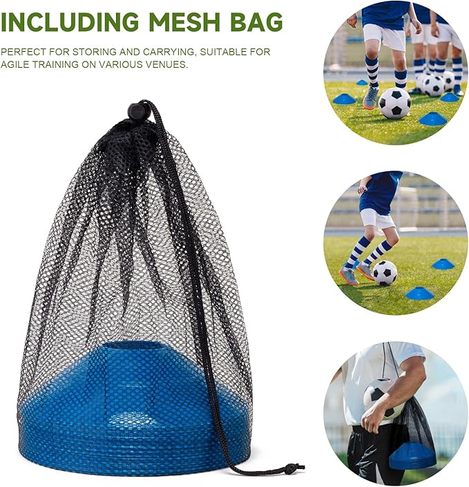 35/65 PCS Agility Soccer Cones for Training, Reusable Sports Cones for Drills with Mesh Bag, Training Cones for Soccer Practice, Football, Basketball - Disc Cones Training Equipment