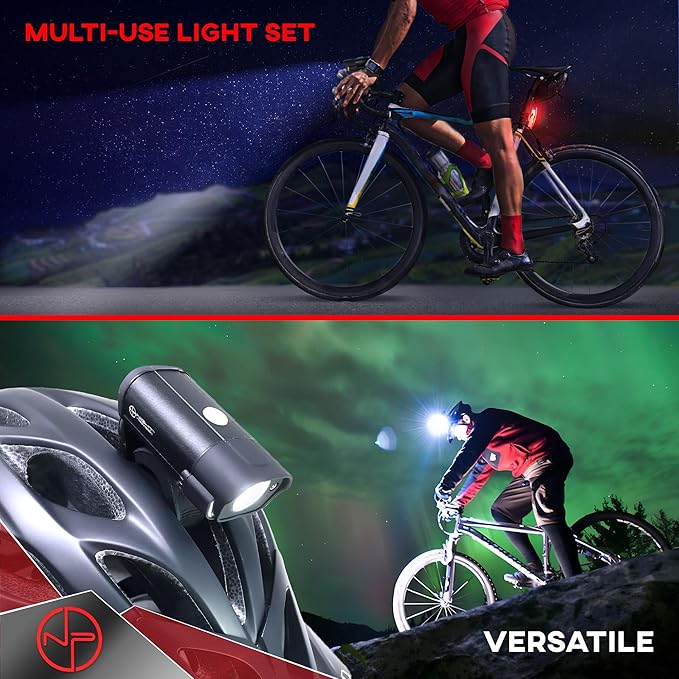 BX-300 USB Rechargeable LED Bike Light Set Front and Back Cycling Safety Lights Best Headlight with New DUO-120 USB Tail Light for Adults Kids Men Women