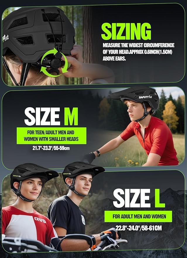 Mountain Bike Helmet for Adults & Youth Lightweight Impact-Resistant with Adjustable Dial & Removable Visor Unisex Helmet for Mountain Biking Bicycle Clcying