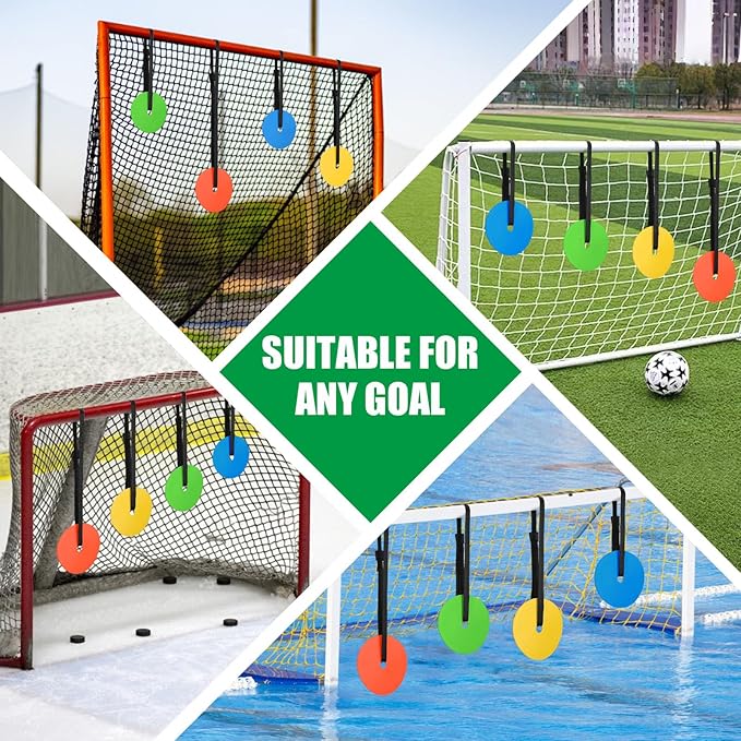 TOBWOLF 4PCS Soccer Goal Target, Soccer Goal Shooting Targets with Adjustable Extra-Long Strips, Targets for Goals Training Enhance Agility Speed for Lacrosse, Hockey, Baseball, Football