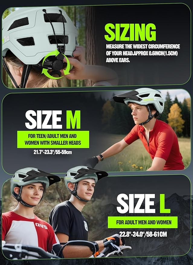 Mountain Bike Helmet for Adults & Youth Lightweight Impact-Resistant with Adjustable Dial & Removable Visor Unisex Helmet for Mountain Biking Bicycle Clcying