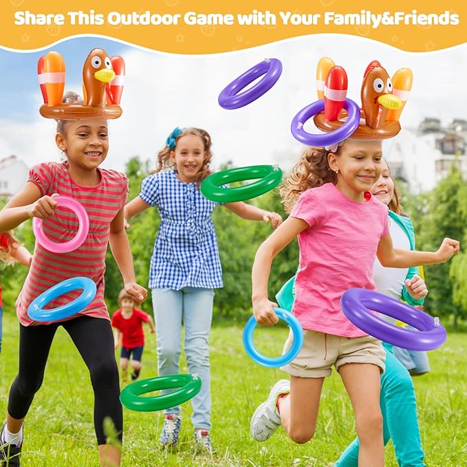 2 Sets Inflatable Ring Toss Game, Holiday Party Games for Kids Adults, Yard Game, Ring Hook Game for Family Party, Indoor Outdoor Games