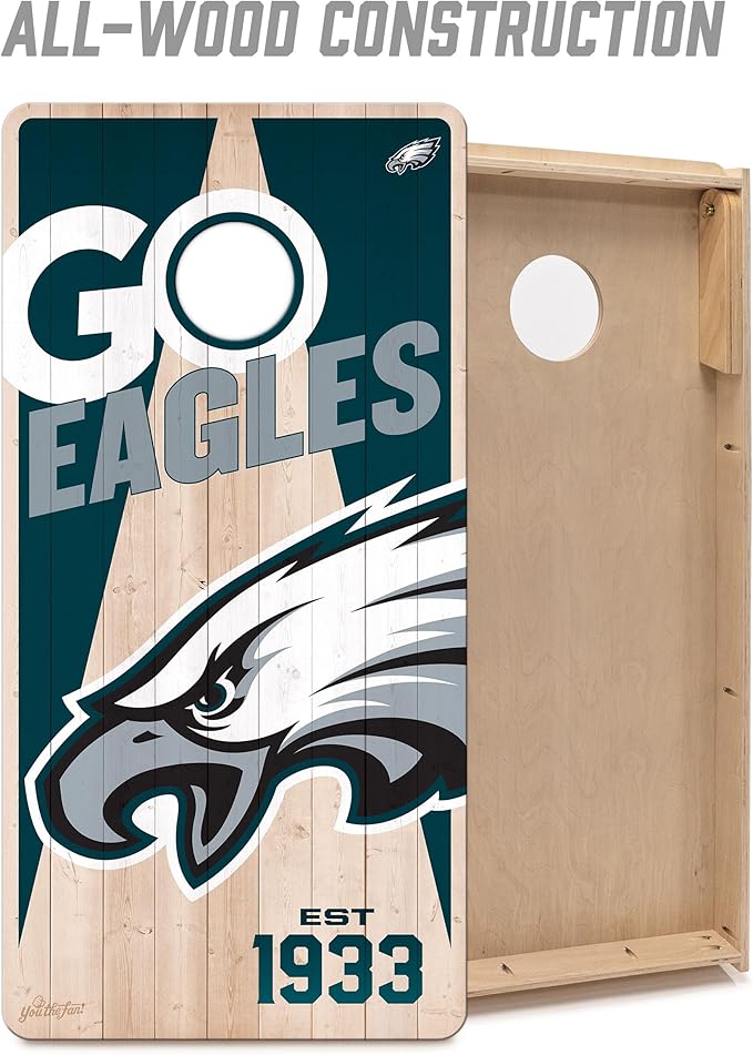 YouTheFan NFL 2’ x 4’ Professional Wood Cornhole Game