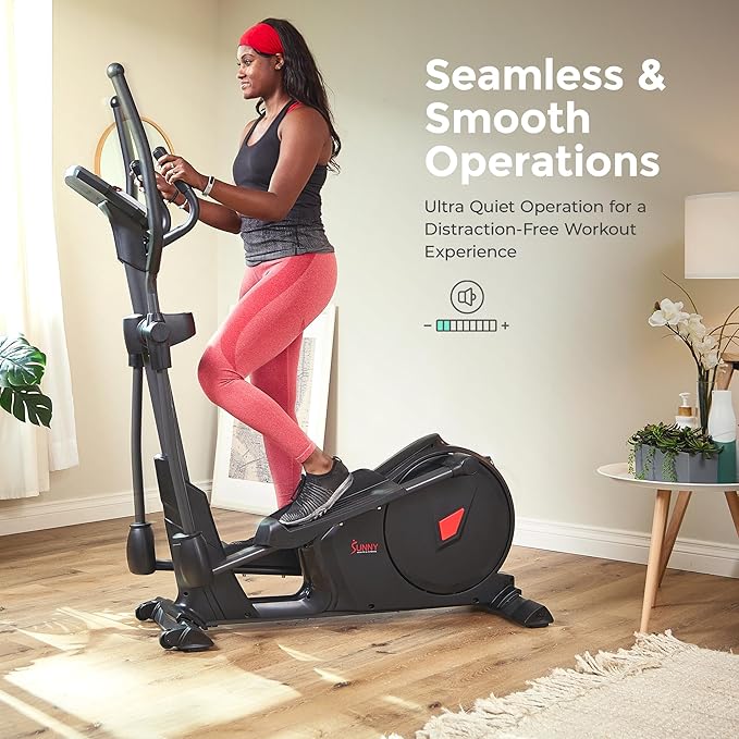 Sunny Health & Fitness Programmable 16 Electro-Magnetic Elliptical Cross Trainer Exercise Machine, Full-Body Cardio Equipment w/ 24 Pre-Built Workouts, 330LB Capacity,Optional Free SunnyFit App Link