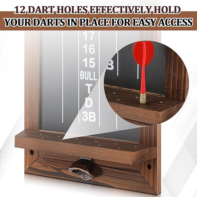 Dart Scoreboard for Cricket and 01 Darts Games Darts Holder Wall Mount Wood Dartboard Accessories