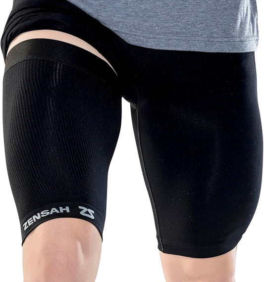 Zensah Thigh Compression Sleeve - Support for Pulled Hamstring, Quad Strain, Groin Compression Wrap for Men and Women