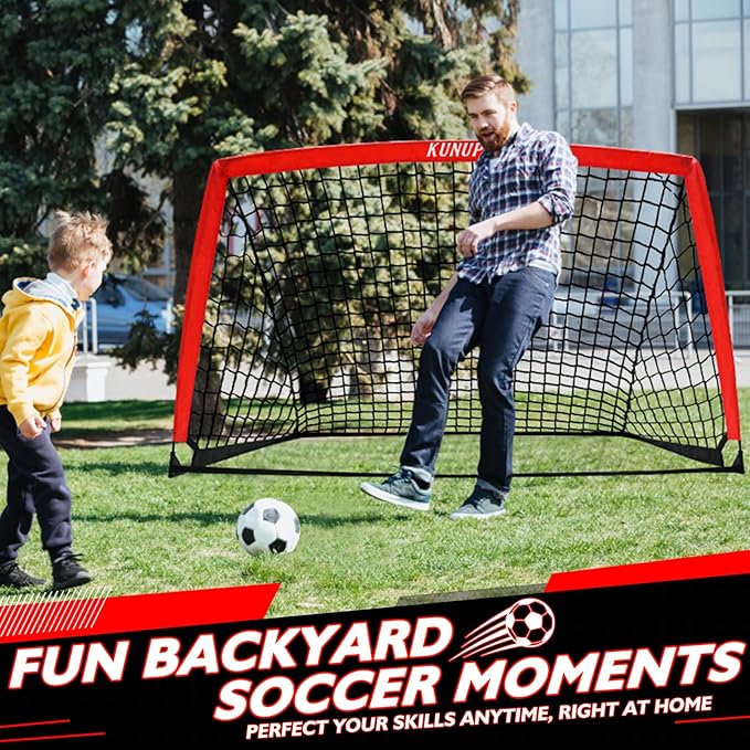 5×3 6x4 9x5 FT Portable Kids Soccer Goal for Backyard, Foldable Soccer Practice Net with Carrying Bag for Toddler Youth Adult Pop Up Soccer Training Equipment Indoor and Outdoor Sports Game