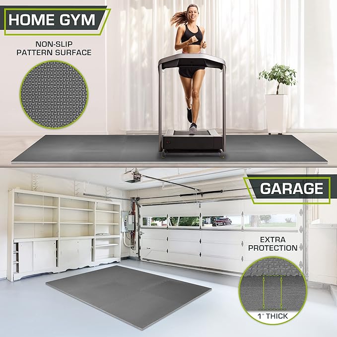 ProsourceFit Extra Thick Puzzle Exercise Mat , EVA Foam Interlocking Tiles for Protective, Cushioned Workout Flooring for Home and Gym Equipment, Grey - 1 inch - 72 Sq Ft - 18 Tiles