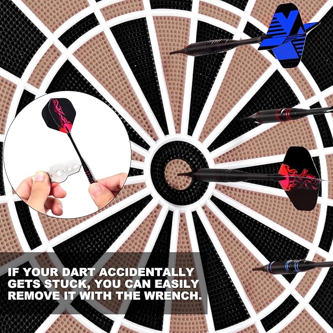 Darts Plastic Soft Tip, Professional Dart Set, 12Pcs 18Gram with 120 Extra Tips, 6 One-Piece Dart Wings, Flight Protector, Tool Wrench, Storage Case, Darts Set for Electronic Dartboard