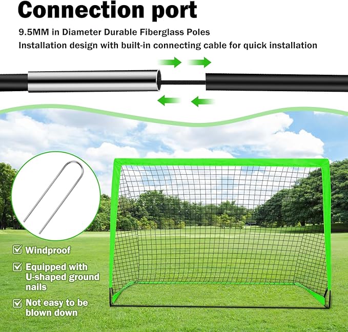 6x4 FT Kids Soccer Goals for Backyard - 2 Pack Soccer Nets, Portable Pop Up Goal Set with Training Mat, Cones, Target & Ball - Soccer Training Equipment Gift for Boys/Girls Ages 3-12
