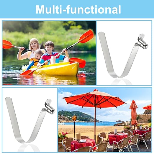 PATIKIL 10x6mm Kayak Paddle Snaps, 10 Pack Tent Pole Clips Steel V Shaped Single Pin Push Button Spring Clips Lock Tube Pole Clips for Camping Awning