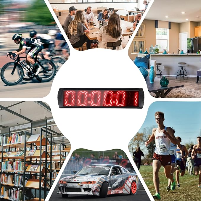 Portable 5'' High 6 Digits LED Race Clock with Tripod for Running Events, Countdown/up Digital Race Timer, 12/24-Hour Clock,LED Stopwatch by Remote Control