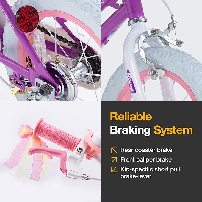 RoyalBaby Girls Bike EZ Bike Stargirl Training Free Balance to Pedal Easy Learning Bicycle, 12-20 Inch for Toddlers & Big Kids.