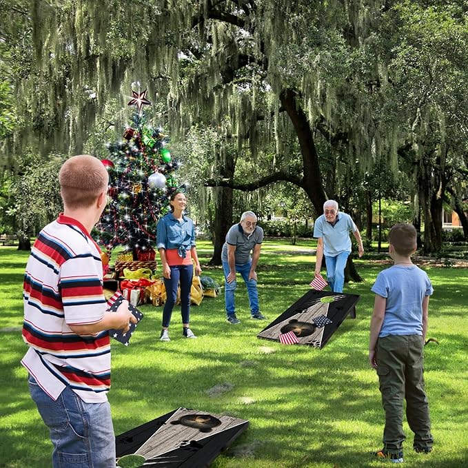 Cornhole Board Set with Carrying Bags & 8 Bean Bags Corn Hole Boards Bean Toss Game for Adults Family Outdoor Lawn Outside Backyard Games