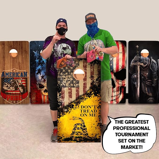 CornholeGamesUSA Pro Cornhole Boards Set | Made in USA | 3/4 Baltic Birch | No Bounce | Triple Thick Legs | Two Brace & Handles, Tournament 2x4 Regulation Set with Score Tower & Cornhole Bags