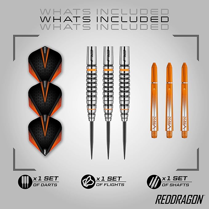 RED DRAGON Amberjack Series Darts Set with Flights and Shafts (Stems)