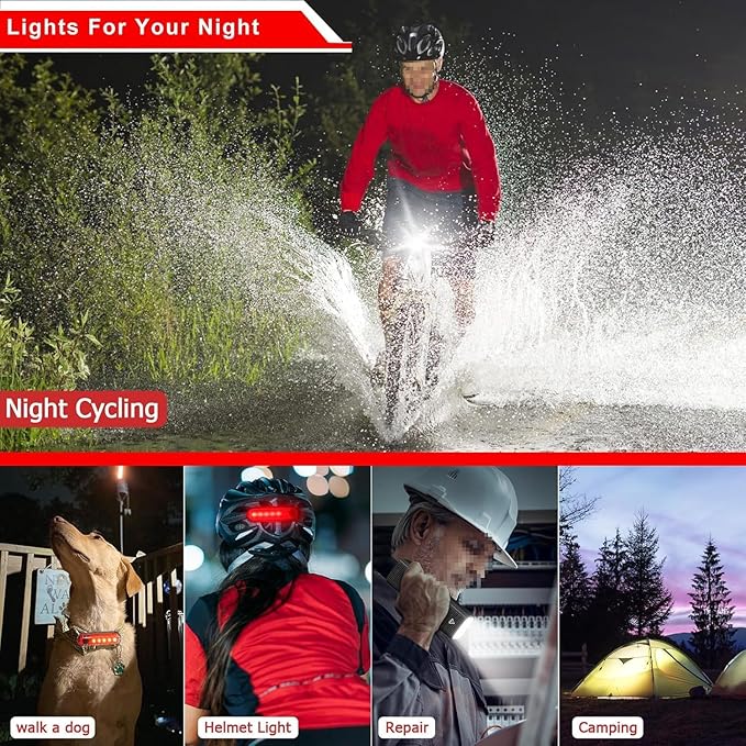 EBUYFIRE Bike Light USB Rechargeable Bicycle Lights, Bicycle Front Headlight and Taillight, 5 Light Modes Bike Headlight for Night Riding