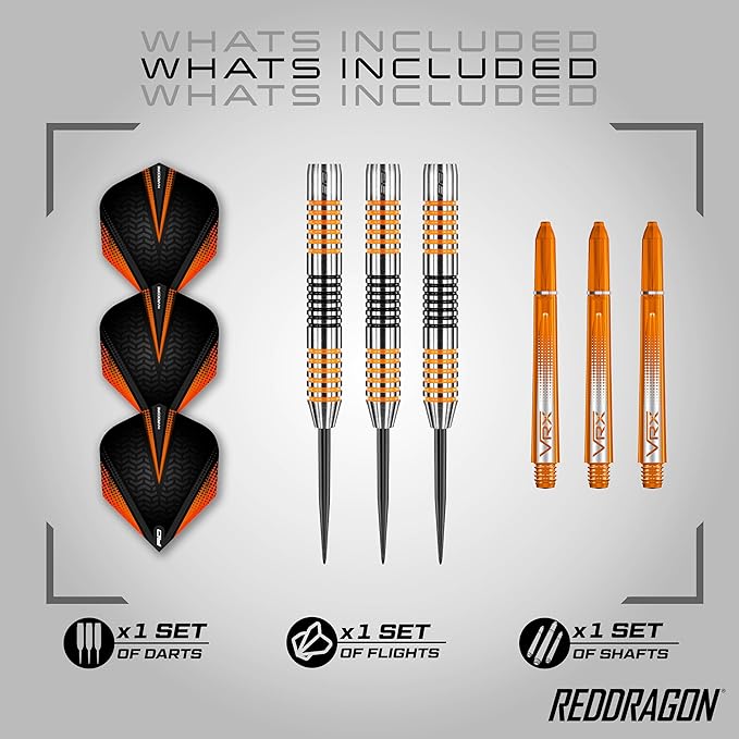 RED DRAGON Amberjack Series Darts Set with Flights and Shafts (Stems)