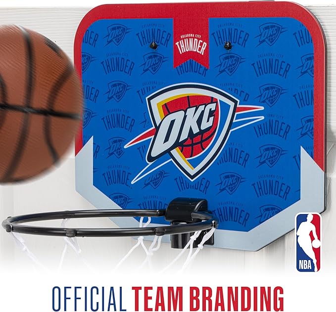 Franklin Sports NBA Team Over The Door Basketball Hoop - Kids Indoor Mini Basketball Hoop with Basketball - NBA Fan Shop Mini Hoop for Bedroom & Office