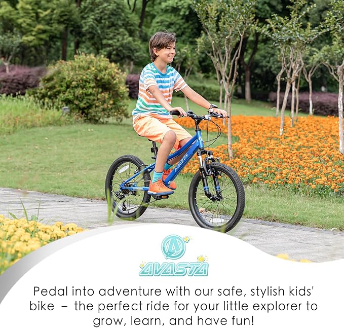 AVASTA Govet 20'' Kids Mountain Bike for 6-12 Years Old Boys Girls with Suspension Fork, 6 Speeds Drivetrain, Multiple Colors
