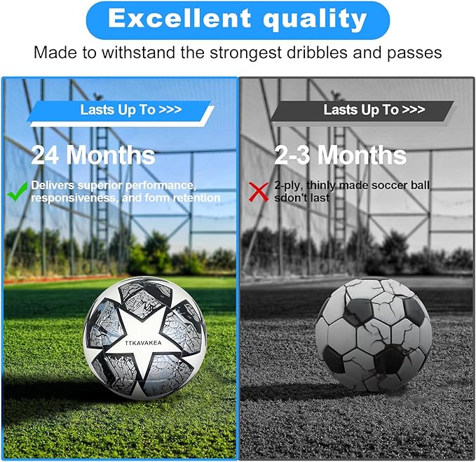 Soccer Ball Size 5,Waterproof PU Leather,Official Match Ball
