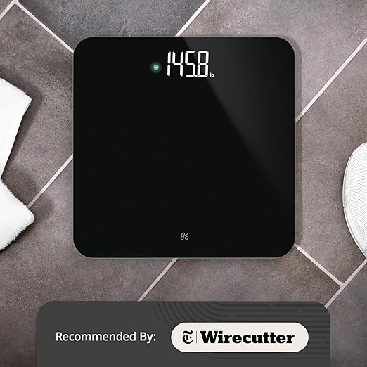 Greater Goods Digital AccuCheck Bathroom Scale for Body Weight, Capacity up to 400 lbs, Batteries Included, Black