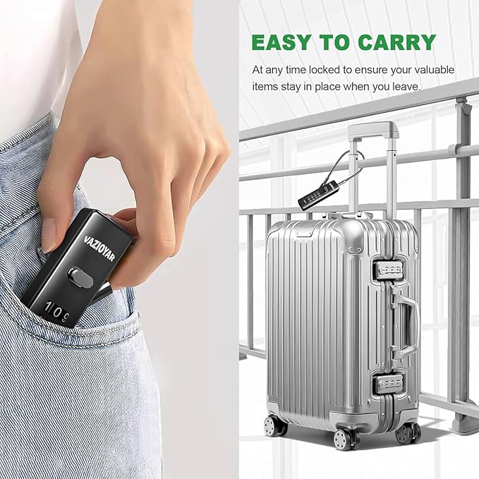 Cable Locks with Combination,Bicycle Lock, Suitcases Lock,Comes with 3 Different Lengths of Cables, Reconfigurable 4-Digit Password Lock,Zinc Alloy Reinforced Lock Body (Black)