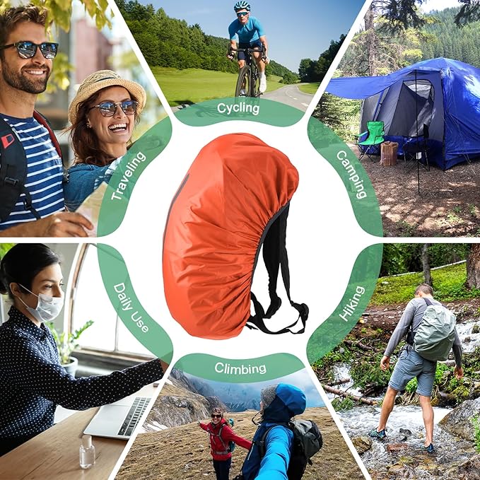 Waterproof Backpack Rain Cover Waterproof Backpack Cover, Bag Rain Cover with A Vertical Reflective Strap for Hiking/Biking/Camping/Outdoor Traveling