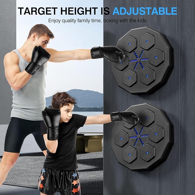 2025 New Music Boxing Machine with Two Pairs of Gloves Upgraded 2.0 Smart Bluetooth Music Boxing Parent-Child Games Wall-Mounted Exercise Equipment for Home