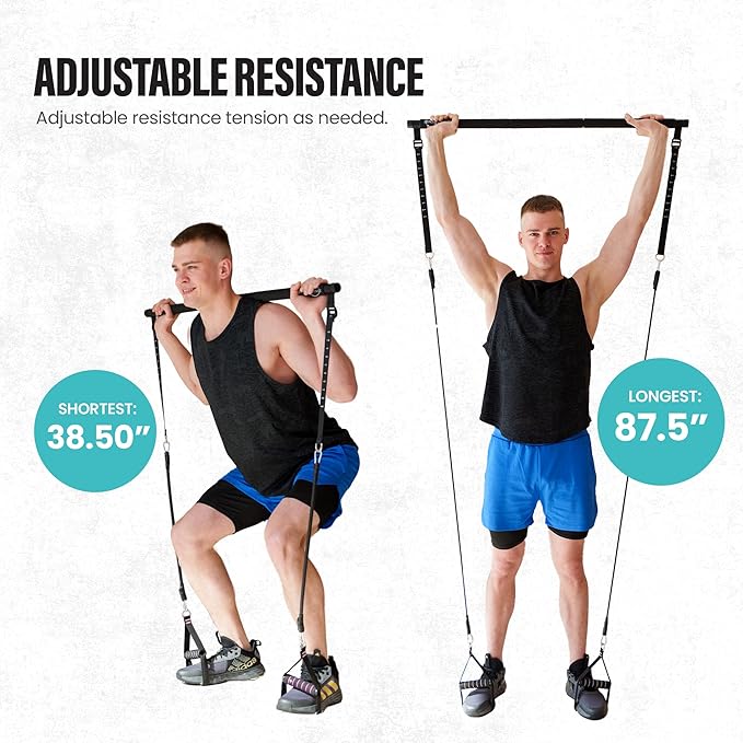 Upgraded Pilates Bar Kit – 39” Adjustable Exercise Equipment for Men, Women with 6X 20, 30, 40 lbs Resistance Bands with Adjustment Buckle – Pilates Equipment for Home Workouts for All Fitness Levels