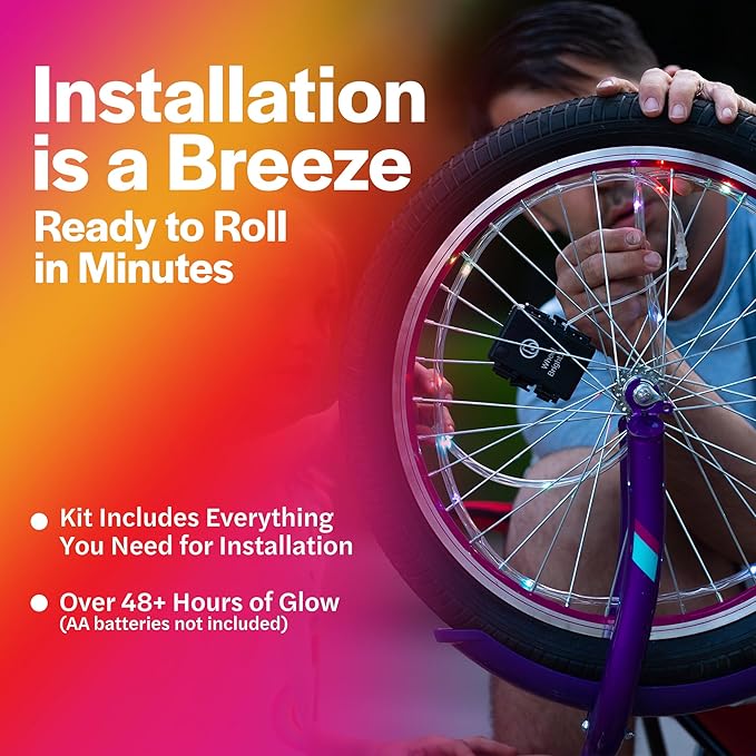 Brightz WheelBrightz LED Bike Wheel Lights - 2025 Edition with Superior Straps & LED-Weatherproof Shield! 14 Colors - Unmatched Durability, Visibility & 48+ Hours of Dazzling Illumination