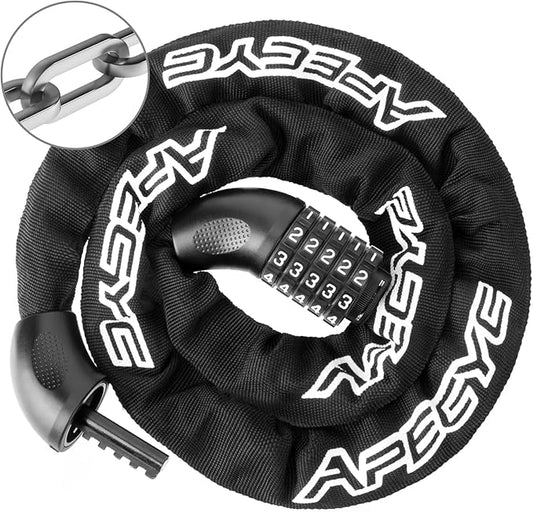 Heavy Duty Bike Chain Lock – 5 Digit Combination Anti-Theft Bicycle Lock, 3FT/4FT/5FT Hardened Steel Square Links for E-Bike, Motorcycle, Scooter, Gate