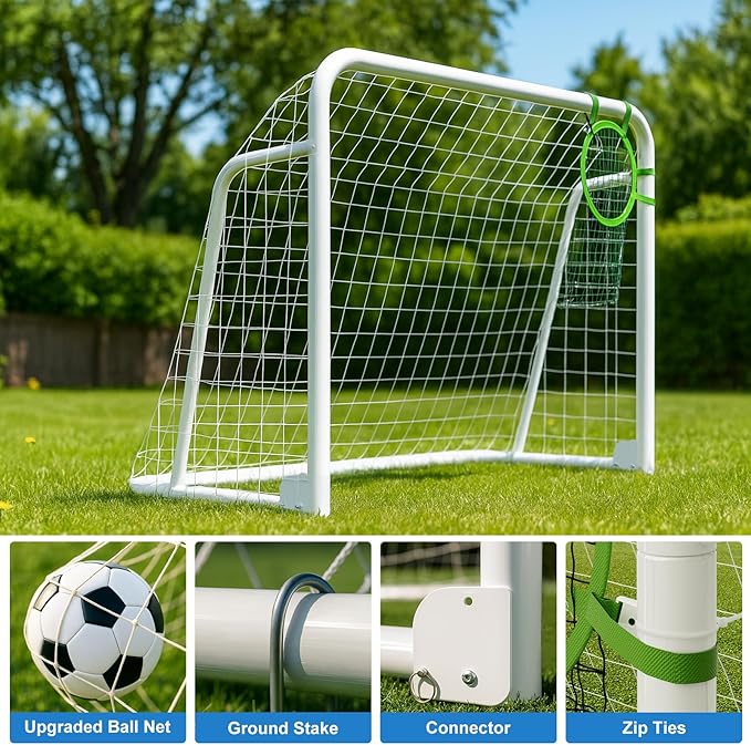 MOPHOTO 6x4/8x6/10x6.5/12x6/16x7ft Soccer Goals for Backyard, Foldable Steel Soccer Goal with 6 Cones, Weatherproof Soccer Goal for Teens/Adults Practice Training