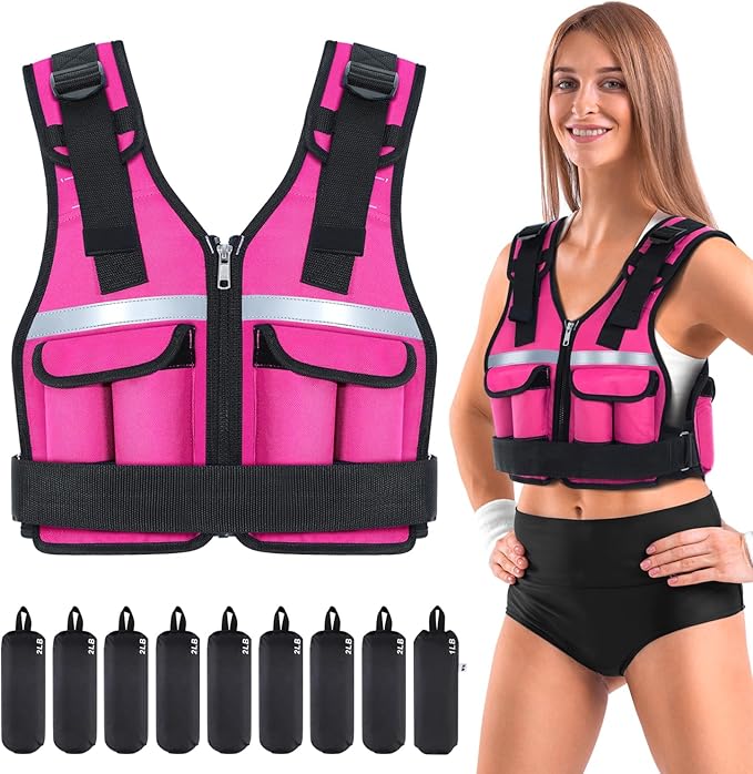 Sportneer Adjustable Weighted Vest Weights: 2-18 lbs/2-40 lbs Washable Weight Vest 16 In 1 Fast Adjust Rucking Vest for Women and Men Home Gym Workout Fitness Strength Training Vests