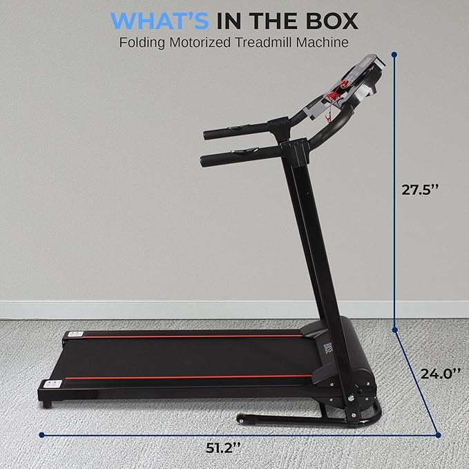 SereneLife Electric Folding Treadmill Exercise Machine - Smart Compact Digital Fitness Treadmill Workout Trainer w/Bluetooth App Sync, Manual Incline Adjustment, for Walking, Running, Gym