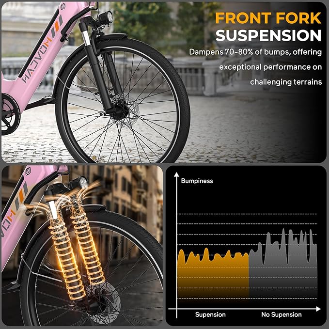 V80 Electric Bike, 1000W Motor 28MPH Ebike, 48V 13Ah Removeable Battery, 26'' City Cruiser Adult Electric Bicycles up to 70 Miles