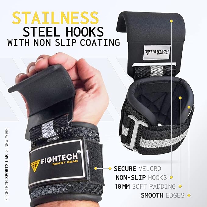 Premium Weight Lifting Hooks (Pair) - Heavy Duty Hand Grip and Wrist Straps Support - 9 mm Neoprene Padded for Deadlifts, Pull Ups, and Shrugs - Durable Workout Accessories for Men and Women