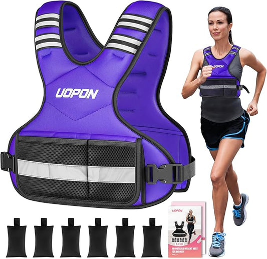 Adjustable Weighted Vest for Women, 6-12 Lbs Rucking Vest with 6 Ironsand Weights, Great Weighted Vest with Plus Pockets & Reflective Strips for Running, Walking, Workout and Strength Training