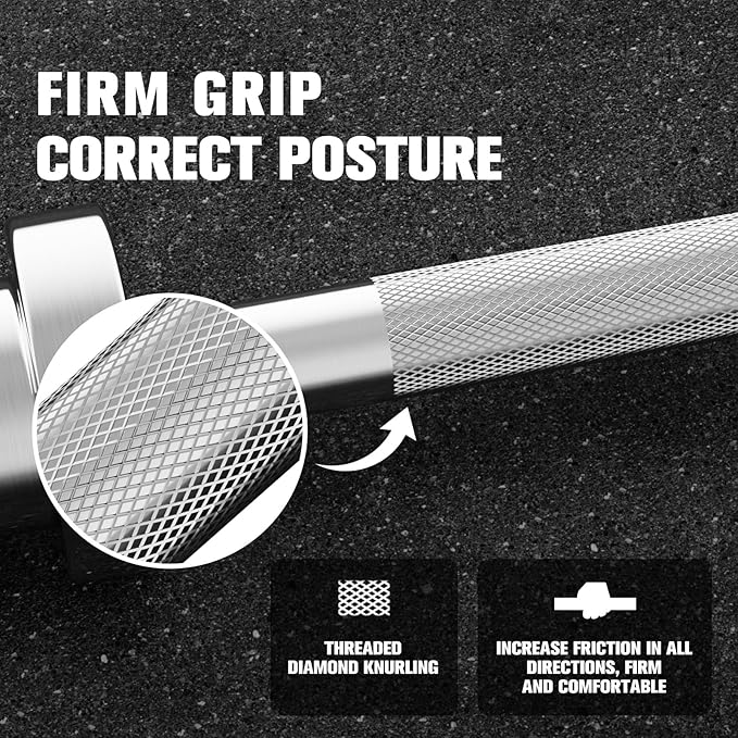 RITFIT Olympic Barbell 4ft/4.8ft/6ft - 2 Inch Weight Bar for Strength Training, Weightlifting, Squat, Deadlift, Bench Press, Curl, Overhead Press - 350lbs/500lbs Capacity