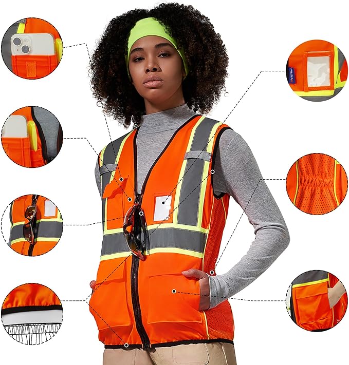 AYKRM 11 color Ladies High Vis Reflective Safety Vest for Women