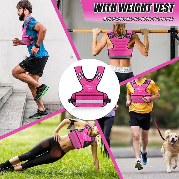 Weighted Vest for Women and Men, 5-10lb/11-20lb/18-30lb Adjustable Weighted Vest with Reflective Strip, Body Weight Vest for Walking, Running, Fitness, Strength Training