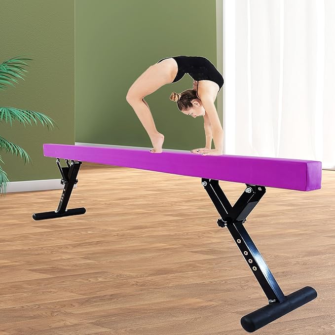 Adjustable Balance Beam Gymnastics Beam 8 FT Adjustable Height Beams for Kids, High and Low Floor Beams,Gymnastics Equipment for Kids Adults Training at Home and Gym Center