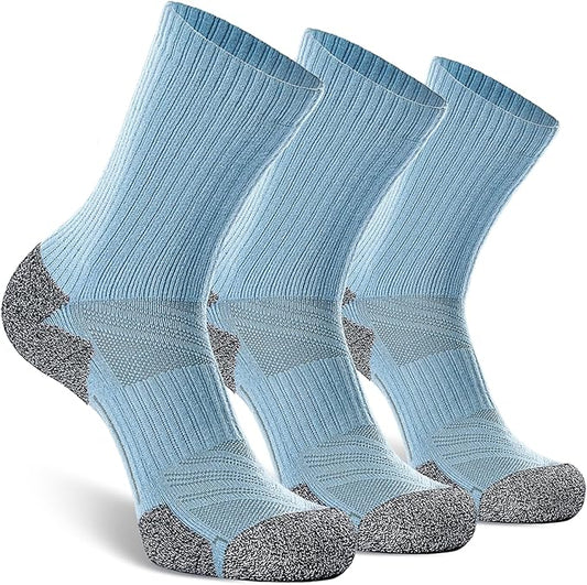 CWVLC Crew Hiking Socks, Cushion, Moisture Wicking, Arch Compression Boot Socks