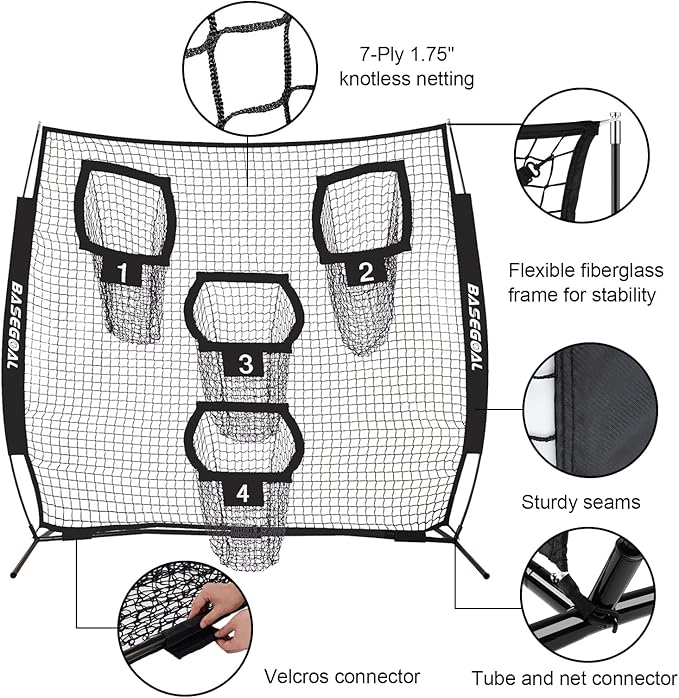 8ft Football Nets with 4 Target Pockets for Improving Accuracy Throwing