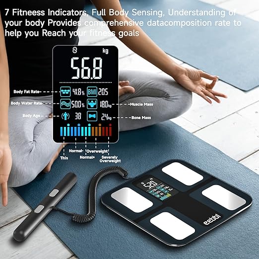 EEBBL Weight Scale for Body Fat with Handle, 20 Precise Body Biological Analyzer, Digital Bathroom Weighing Bluetooth Scale, Body Composition Monitor Health Analyzer 400 lbs - Black，with Baby/Pet Mode