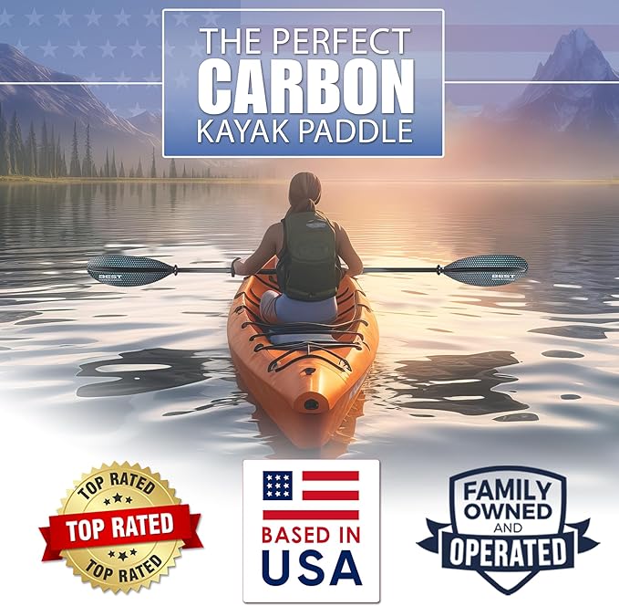 Best Marine and Outdoors Kayak Paddle, Carbon Fiber Shaft & Fiberglass Reinforced Polypropylene Blades, 220cm, 234cm, 250cm, Lightweight Kayak Paddles for Adults